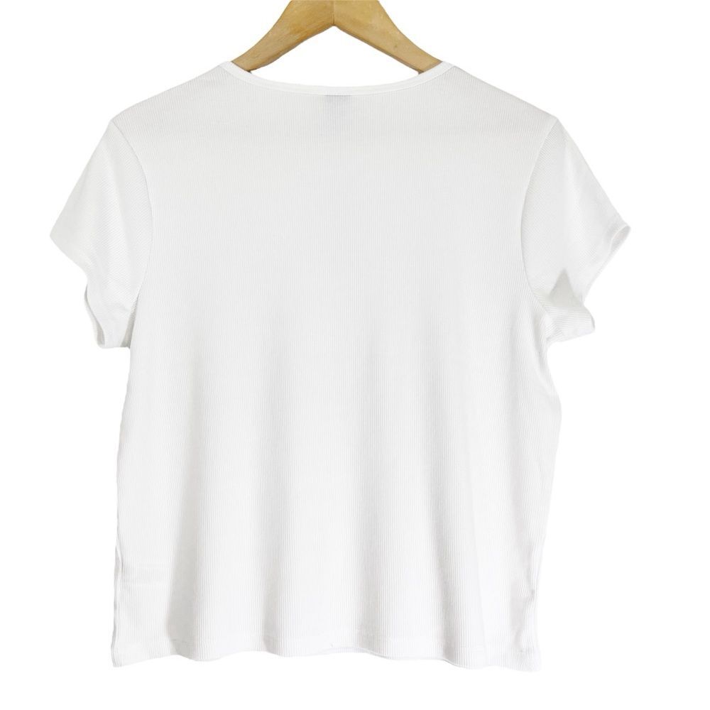 Wild Fable Ribbed White Womens Short Sleeve Baby Tee T-shirt XL - Picture 5 of 6